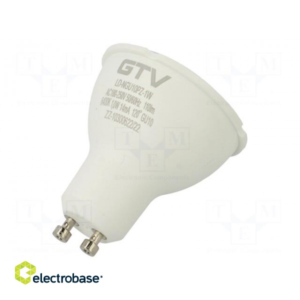 LED lamp | cool white | GU10 | 230VAC | 110lm | 1W | 120° | 6400K paveikslėlis 2
