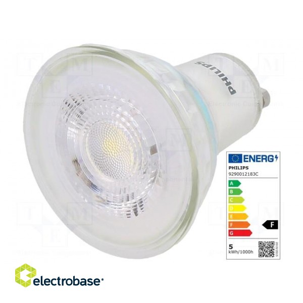 LED lamp | cool white | GU10 | 230VAC | 390lm | P: 4.6W | 36° | 6500K paveikslėlis 1