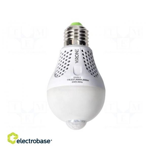LED lamp | E27 | 230VAC | 1480lm | 7W | 360° | 4000K | CRImin: 80 | 6m