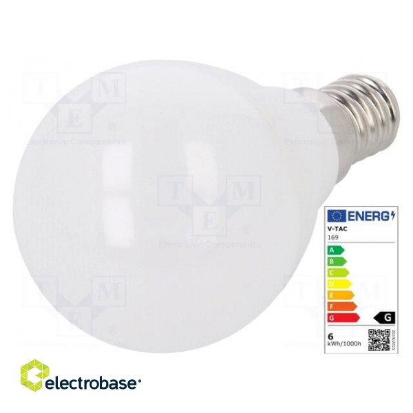 LED lamp | neutral white | E14 | 220/240VAC | 470lm | 5.5W | 180° | 4000K image 1