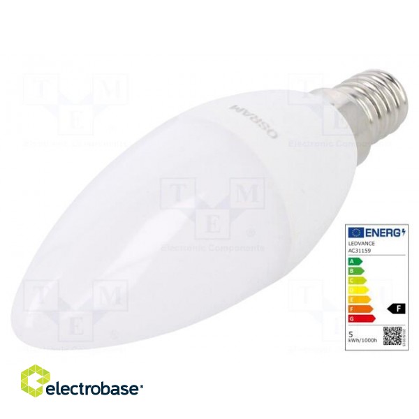LED lamp | neutral white | E14 | 230VAC | 470lm | 5.7W | 4000K | CRImin: 80 paveikslėlis 1