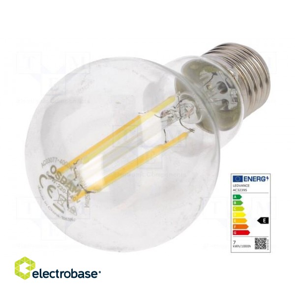 LED lamp | neutral white | E27 | 230VAC | 806lm | P: 6.5W | 4000K paveikslėlis 1