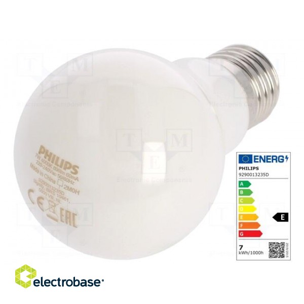 LED lamp | neutral white | E27 | 230VAC | 806lm | P: 7W | 4000K | CRImin: 80 фото 1