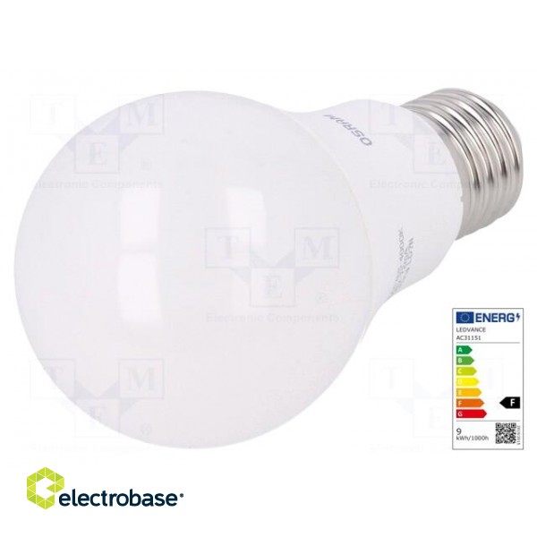 LED lamp | neutral white | E27 | 230VAC | 806lm | 9W | 4000K | CRImin: 80 image 1