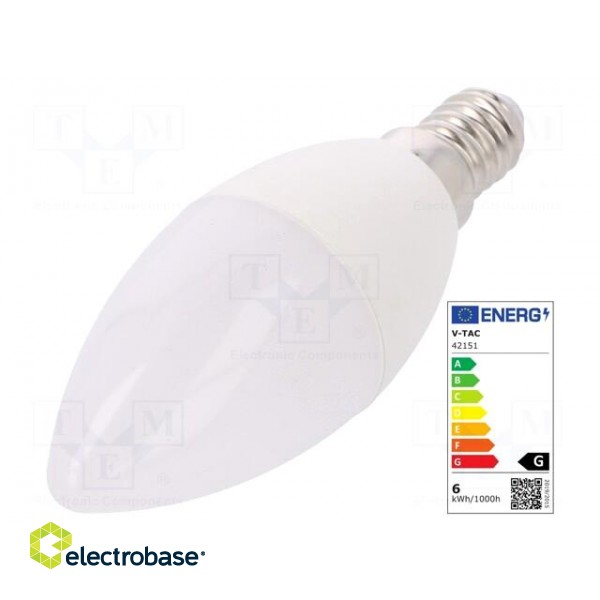 LED lamp | warm white | E14 | 220/240VAC | 470lm | 5.5W | 200° | 2700K image 1