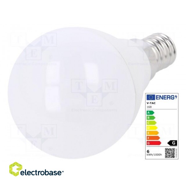 LED lamp | warm white | E14 | 220/240VAC | 470lm | 5.5W | 180° | 3000K image 1