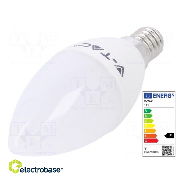 LED lamp | warm white | E14 | 220/240VAC | 600lm | 7W | 200° | 3000K фото 1