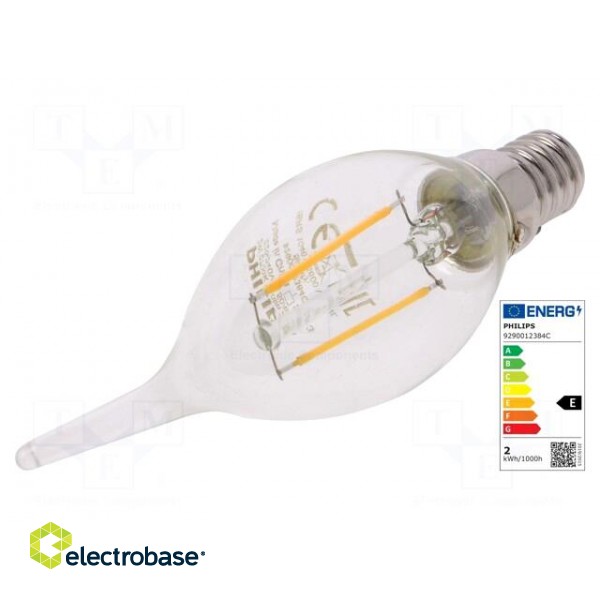LED lamp | warm white | E14 | 230VAC | 250lm | P: 2W | 2700K | CRImin: 80 paveikslėlis 1