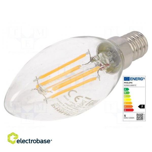 LED lamp | warm white | E14 | 230VAC | 470lm | P: 4.3W | 2700K | CRImin: 80 image 1