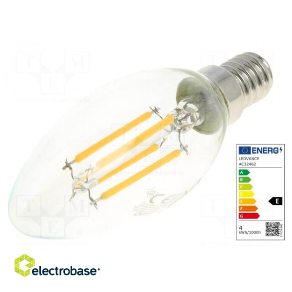LED lamp | warm white | E14 | 230VAC | 470lm | P: 4W | 2700K | CRImin: 80 image 1