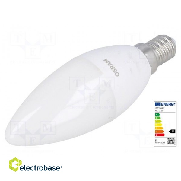LED lamp | warm white | E14 | 230VAC | 470lm | 5.7W | 2700K | CRImin: 80 paveikslėlis 1