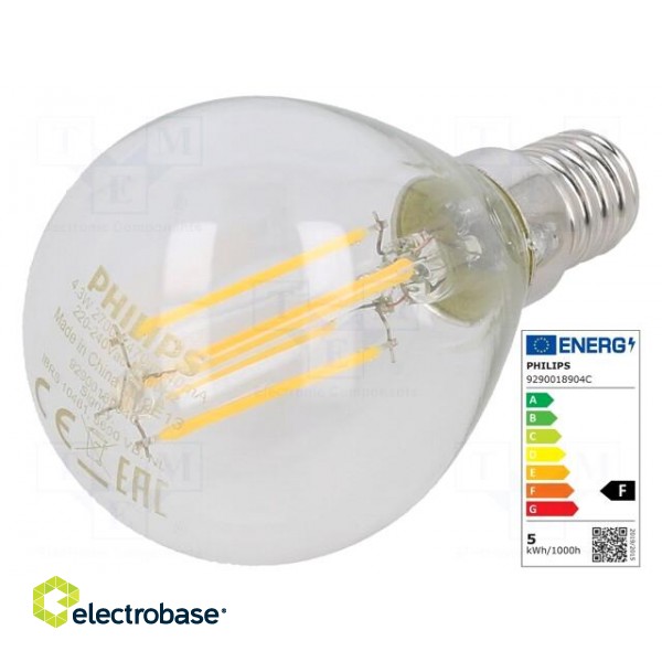 LED lamp | warm white | E14 | 230VAC | 470lm | P: 4.3W | 2700K | CRImin: 80 image 1