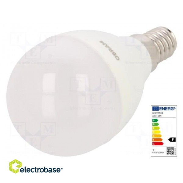 LED lamp | warm white | E14 | 230VAC | 806lm | P: 7.5W | 2700K | CRImin: 80 image 1