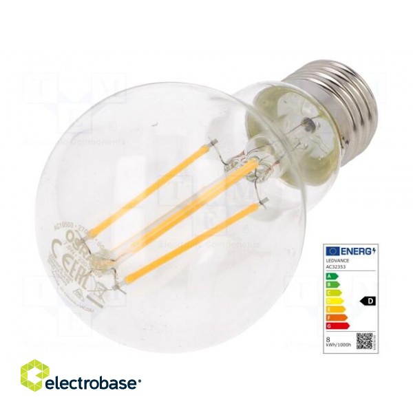 LED lamp | warm white | E27 | 230VAC | 1055lm | P: 7.5W | 2700K | CRImin: 80 paveikslėlis 1