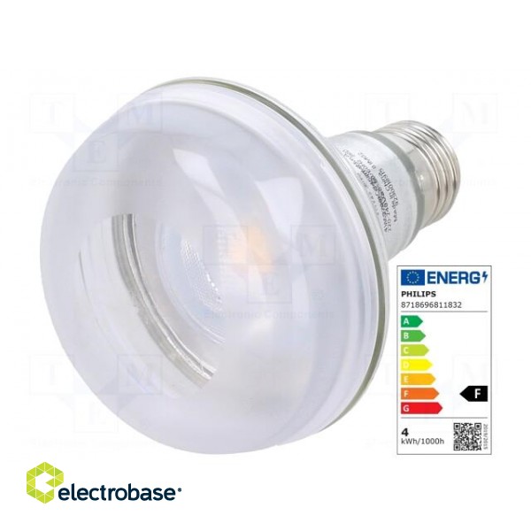 LED lamp | warm white | E27 | 230VAC | 345lm | P: 4W | 36° | 2700K image 1