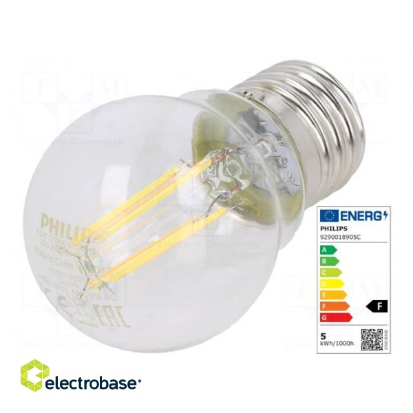 LED lamp | warm white | E27 | 230VAC | 470lm | P: 4.3W | 2700K | CRImin: 80 image 1