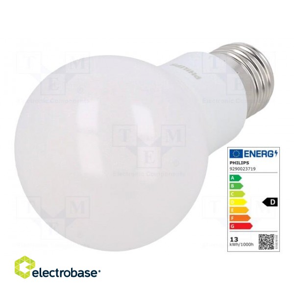 LED lamp | warm white | E27 | 230VAC | 470lm | P: 5.5W | 200° | 2700K image 1
