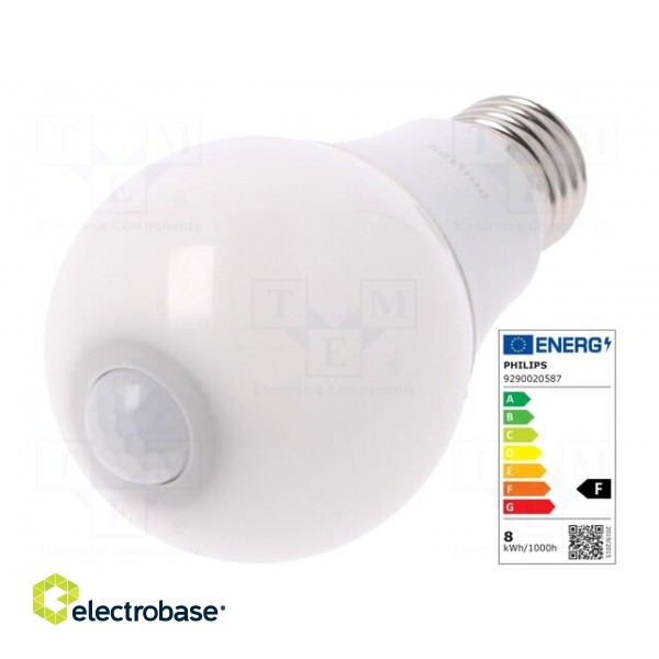 LED lamp | warm white | E27 | 230VAC | 806lm | P: 8W | 280° | 2700K image 1