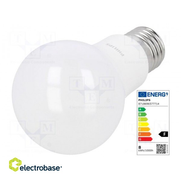 LED lamp | warm white | E27 | 230VAC | 806lm | P: 7.5W | 200° | 3000K paveikslėlis 1