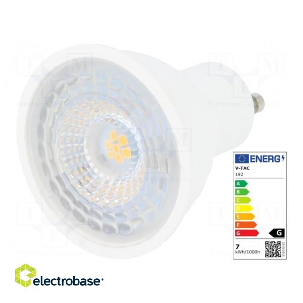 LED lamp | warm white | GU10 | 220/240VAC | 480lm | 6.5W | 110° | 3000K paveikslėlis 1
