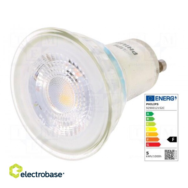 LED lamp | warm white | GU10 | 230VAC | 355lm | P: 4.6W | 36° | 2700K image 1