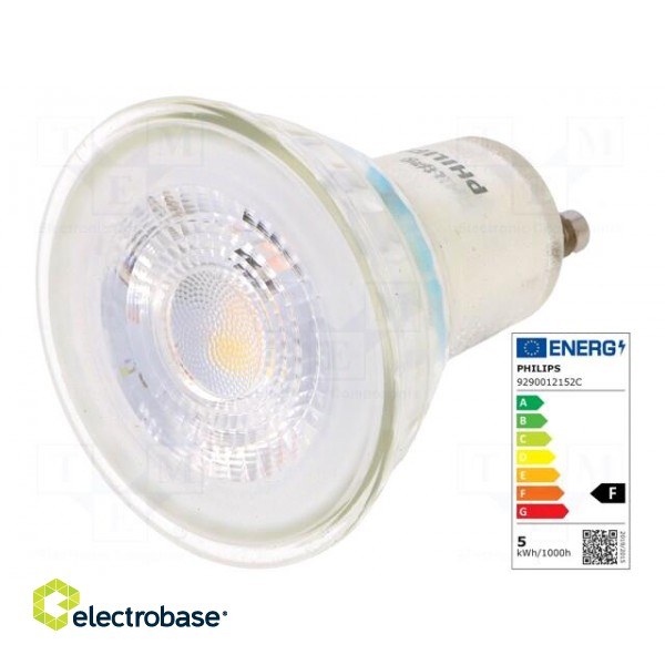 LED lamp | warm white | GU10 | 230VAC | 355lm | P: 4.6W | 36° | 2700K paveikslėlis 1