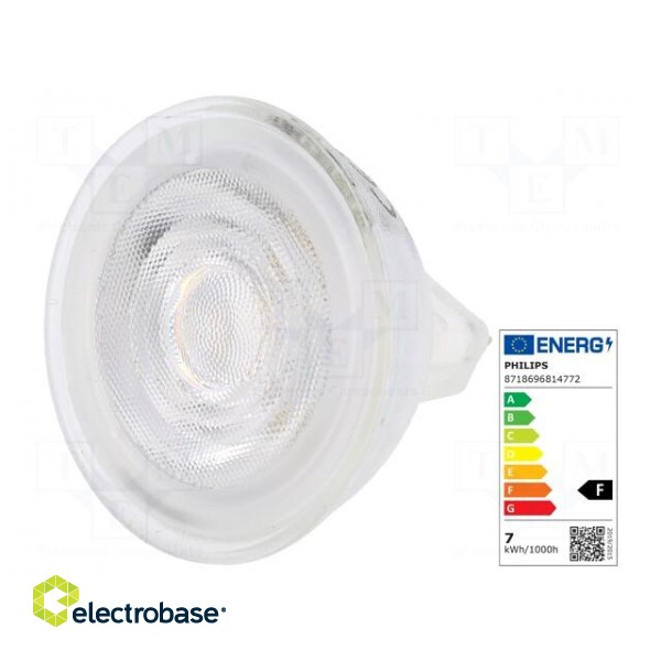 LED lamp | warm white | GU5,3 | 12VAC | 621lm | P: 7W | 36° | 3000K paveikslėlis 1