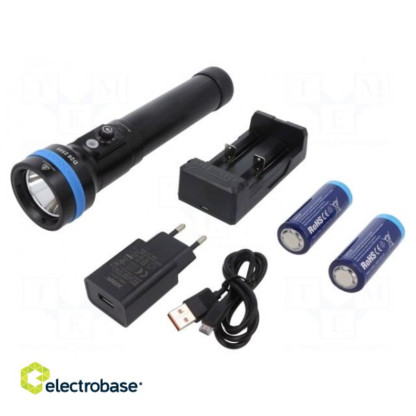 Torch: LED diving | L: 236.6mm | 30lm,700lm,1400lm,2500lm | Ø: 54mm фото 1