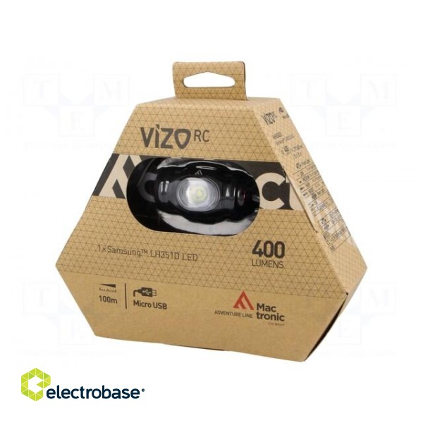 Torch: LED headtorch | 400lm | 95x32x35mm | Colour: black | 3W image 3