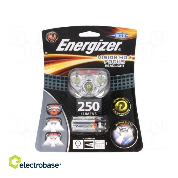 Torch: LED headtorch | waterproof | 6h | 300lm | Colour: grey