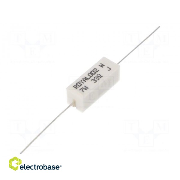 Resistor: wire-wound | cement | THT | 33Ω | 7W | ±5% | 25x9x9mm