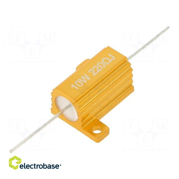 Resistor: wire-wound | with heatsink | 220Ω | 10W | ±5% | 50ppm/°C