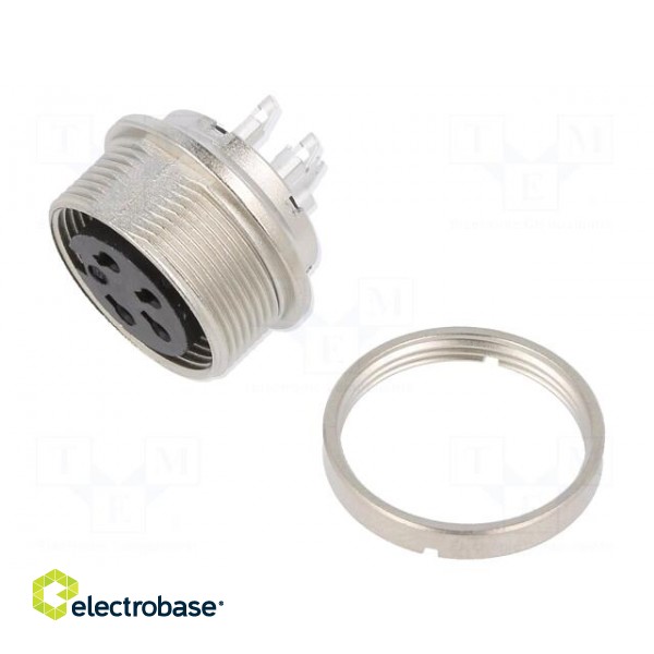 Connector: M16 | socket | female | soldering | PIN: 4 | 6A | 150V | straight paveikslėlis 1