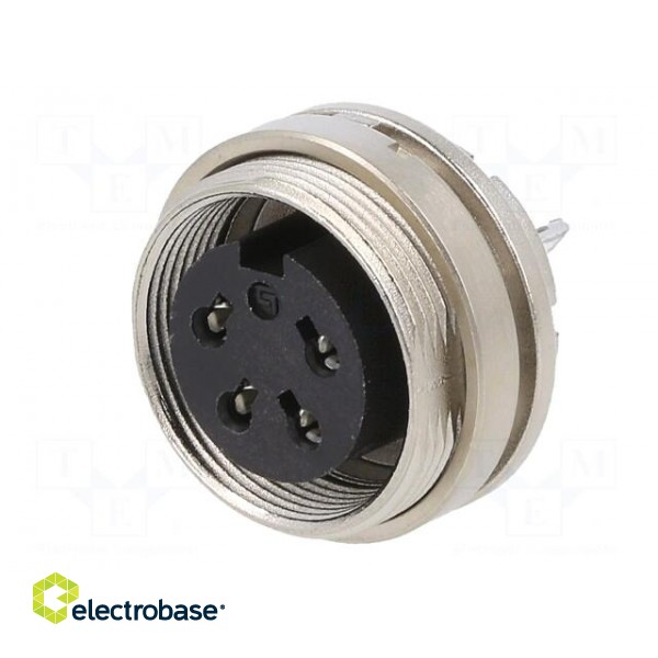 Connector: M16 | socket | female | soldering | PIN: 4 | 6A | 150V | straight paveikslėlis 2