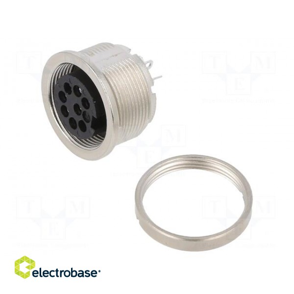 Connector: M16 | socket | female | soldering | PIN: 8 | 5A | 32V | straight
