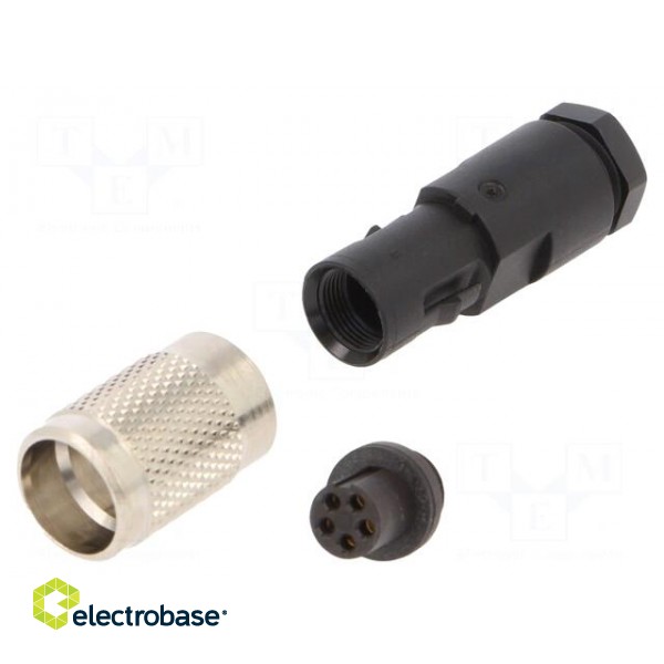 Connector: M9 | plug | female | Plating: gold-plated | 125V | IP67 | PIN: 5