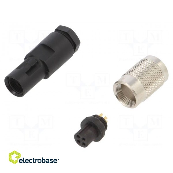 Connector: M9 | plug | female | Plating: gold-plated | 125V | IP67 | PIN: 4 фото 1