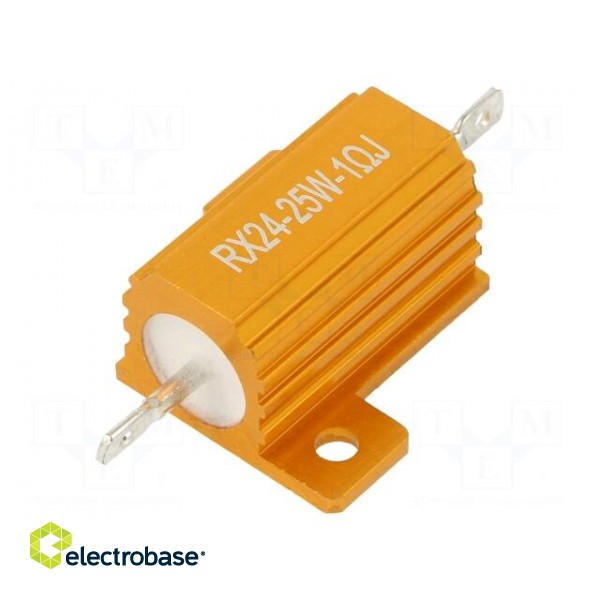 Resistor: wire-wound | with heatsink | 1Ω | 25W | ±5% | 50ppm/°C | 18.6mm