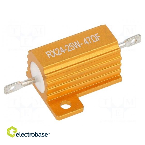Resistor: wire-wound | with heatsink | 47Ω | 25W | ±1% | 50ppm/°C