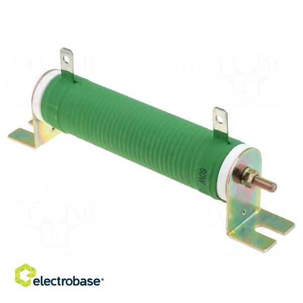 Resistor: wire-wound | 220Ω | 80W | ±5% | Ø28x121mm | 200ppm/°C