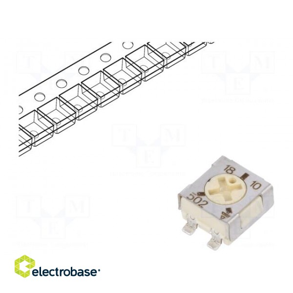 Potentiometer: mounting | single turn | 5kΩ | 250mW | SMD | ±20% | linear