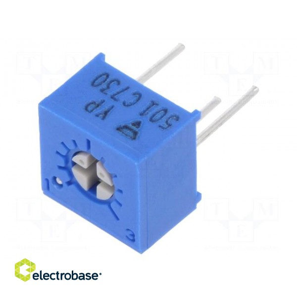 Potentiometer: mounting | single turn,horizontal | 500Ω | 500mW