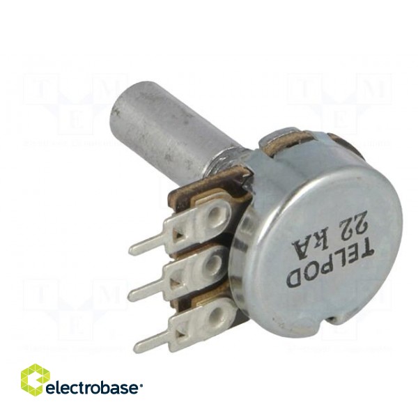 Potentiometer: shaft | single turn | 22kΩ | 100mW | ±20% | PCB,on panel фото 4