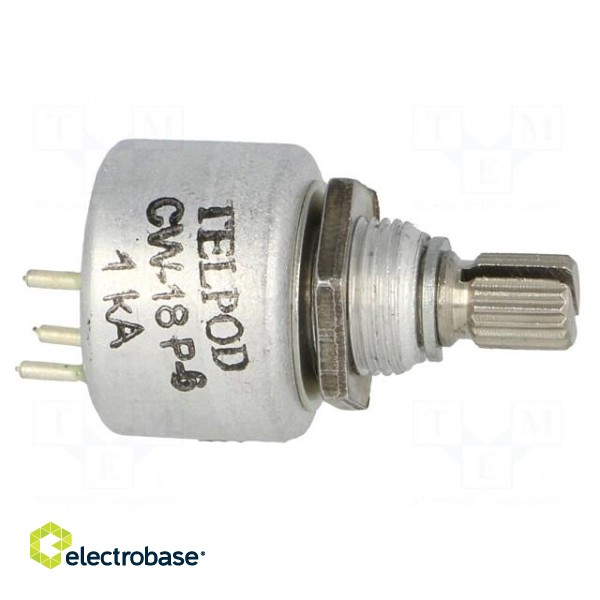 Potentiometer: shaft | single turn | 1kΩ | 1W | ±20% | 6mm | linear | THT image 7