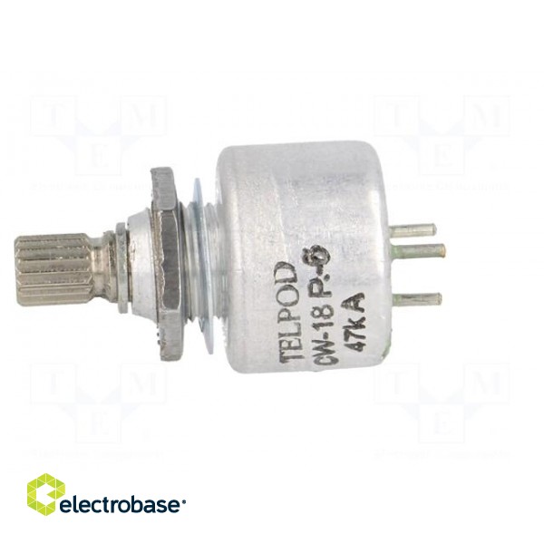 Potentiometer: shaft | single turn | 47kΩ | 1W | ±20% | 6mm | linear | THT фото 3