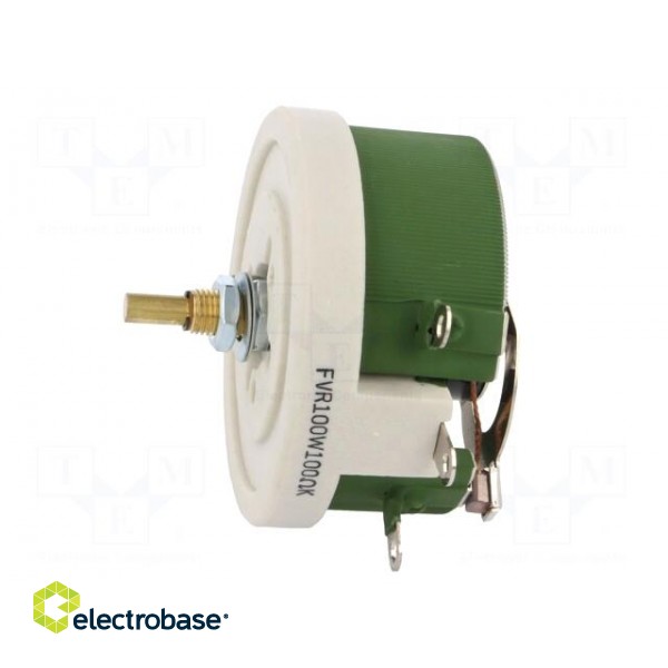 Potentiometer: shaft | single turn | 100Ω | 100W | ±10% | 6mm | wirewound paveikslėlis 3