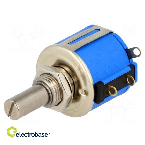 Potentiometer: shaft | multiturn | 100Ω | 2W | ±5% | 6.35mm | linear | IP40 image 1