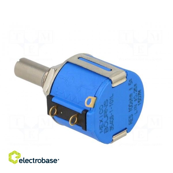 Potentiometer: shaft | multiturn | 100Ω | 2W | ±5% | 6.35mm | linear | IP40 image 4