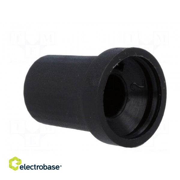 Knob | conical | thermoplastic | Øshaft: 6mm | Ø14x18mm | black | push-in paveikslėlis 4