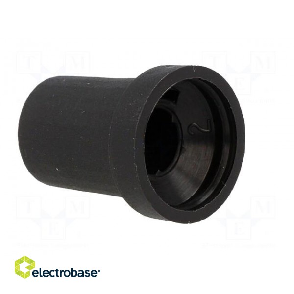 Knob | conical | thermoplastic | Øshaft: 6mm | Ø14x18mm | black | push-in paveikslėlis 4